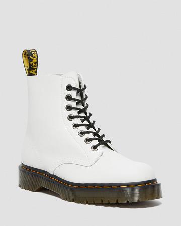 White Men's Dr Martens 1460 Pascal Bex Pisa Leather Lace Up Boots | CA 526UZG